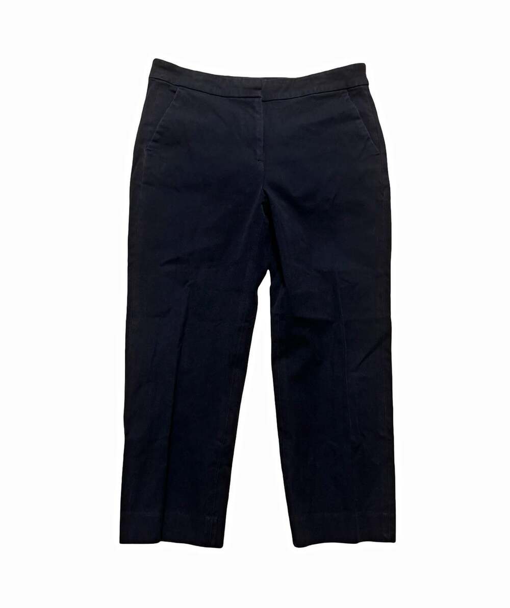 J.CREW Black Twill Ankle Pants Womens 12P Slim Mid Rise Straight Leg Stretch